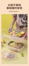 304 stainless steel cartoon lunch box, microwave heating compartments lunch box, student portable sealed multi-layer lunch box Application Scenario